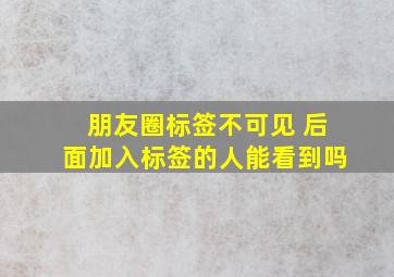 朋友圈标签不可见 后面加入标签的人能看到吗